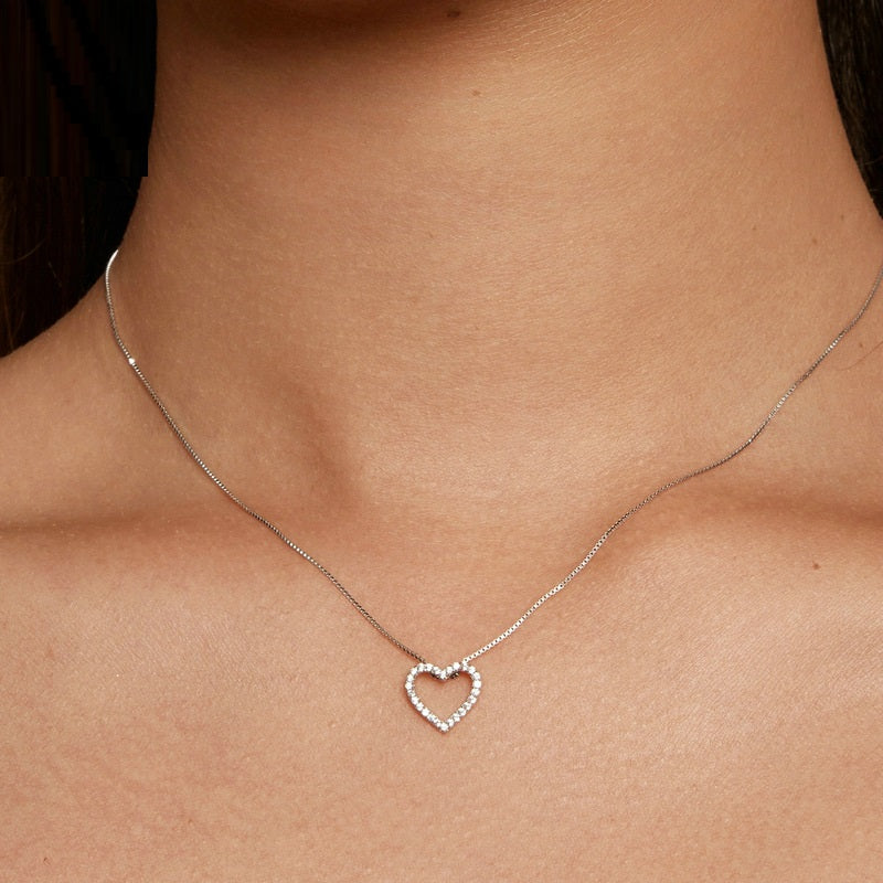 Heart Shaped Moissanite Necklace - Sterling Silver
