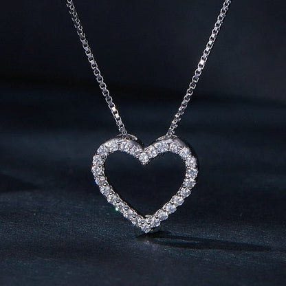 Heart Shaped Moissanite Necklace - Sterling Silver